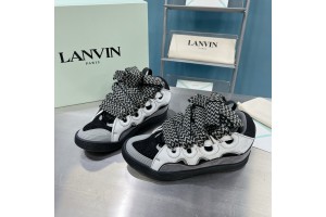 Lanvin Curb vintage sneakers with wide rainbow shoes lace Blue