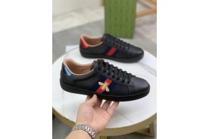 Gucci Ace Embroidered Low-Top Sneaker Black with bee