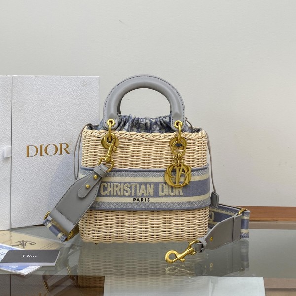 Dior Wicker light grey Oblique printed bag