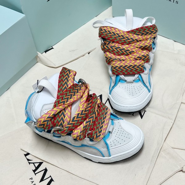 Lanvin Curb vintage sneakers with wide rainbow shoes lace Top Version 