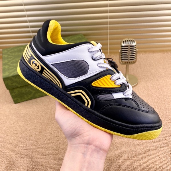 Gucci Basket Low Top Sneaker in Black - Yellow Demetra GCB-014