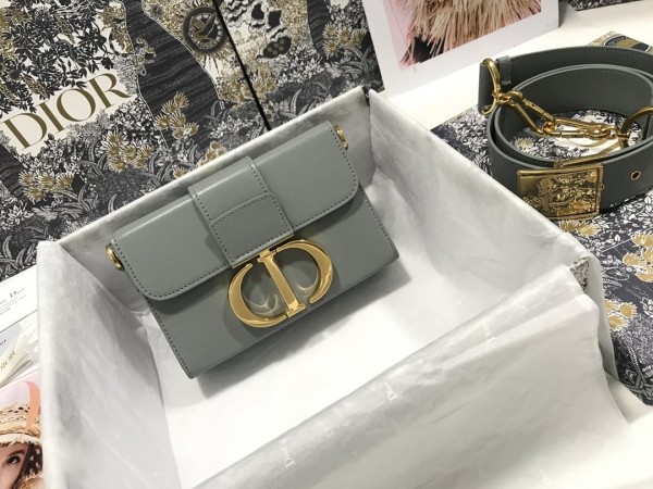 Christian Dior 30 Montaigne Box Bag Gray Calfskin (17.5X11.5X5cm)
