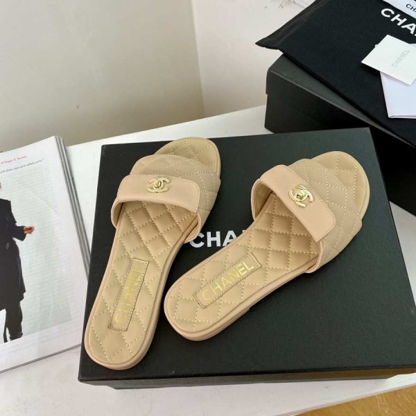 chanel slippers black/beige
