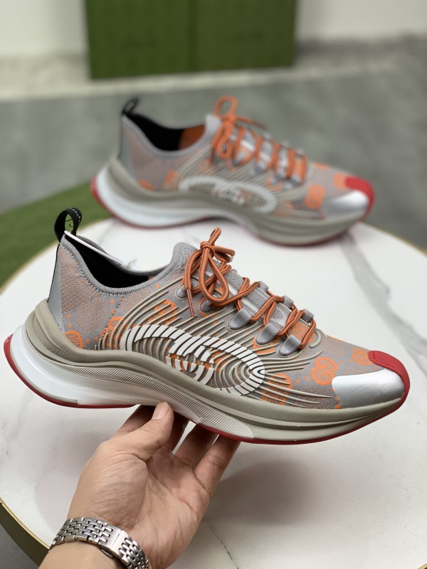 Gucci Run Sneaker in Grey Orange Fabric GCCR-003