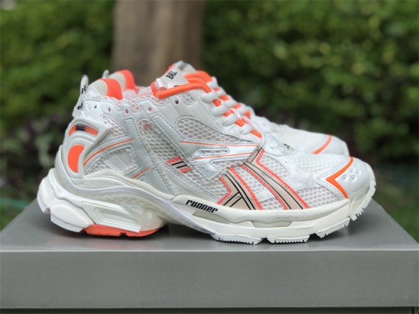 Balenciaga Runner Sneaker in Neon Orange and Off-White Mesh and Nylon