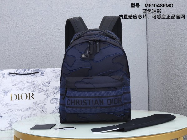 Christian Dior Travel Backpack - Blue Camouflage Embroidered Canvas