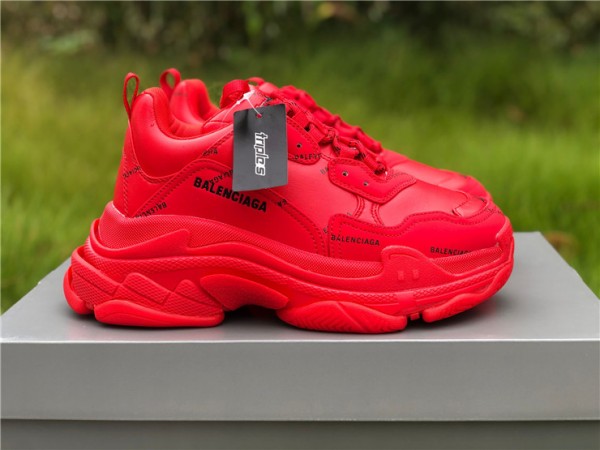 Balenciaga Triple S Letter Bright Red Sneaker 