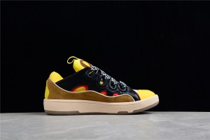 Lanvin Leather Black Black & Yellow Curb Sneakers