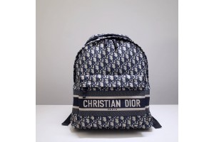 Christian Dior Travel Backpack - Blue Oblique Jacquard