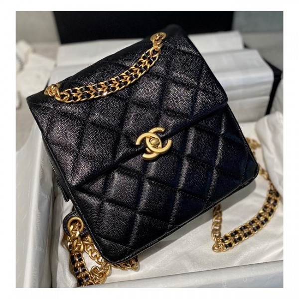 Chanel Caviar Black Retro Backpack
