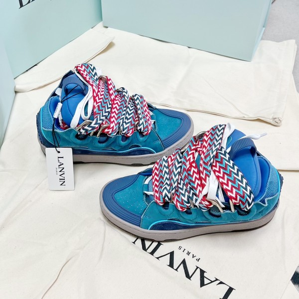 Lanvin Curb vintage sneakers with wide rainbow shoes lace COLORS 