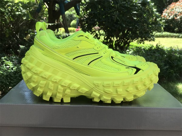 Balenciaga Defender Sneaker in neon yellow and black mesh and nylon